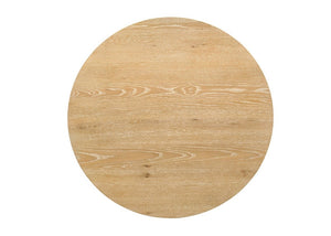 English Elm Modern Round Pedestal Coffee Table with Cross Base Sculptural Design for Living Room Oak B2741P558688