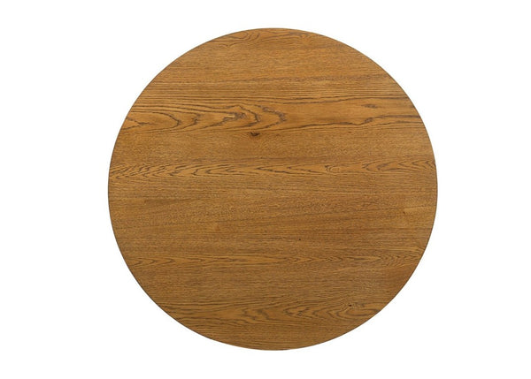 English Elm Modern Round Pedestal Coffee Table with Cross Base Sculptural Design for Living Room Walnut B2741P558689