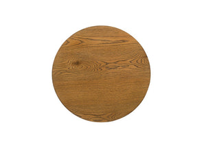English Elm 1Pc Round End Table Sculptural Pedestal Base Cutout Detail Rubberwood Living Room Walnut B2741P558690