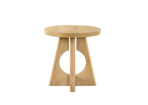English Elm 1Pc Round End Table Sculptural Pedestal Base Cutout Detail Rubberwood Living Room Oak B2741P558691
