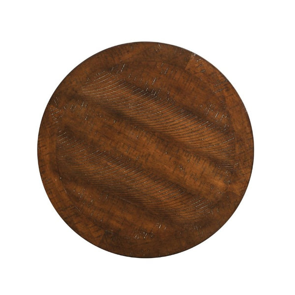 English Elm Transitional Round Coffee Table with Caster Wheels Open Shelf Pinewood Living Room Espresso B2741P559632