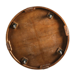 English Elm Transitional Round Coffee Table with Caster Wheels Open Shelf Pinewood Living Room Espresso B2741P559632
