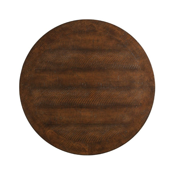 English Elm Transitional Round Coffee Table with Caster Wheels Open Shelf Pinewood Living Room Espresso B2741P559632