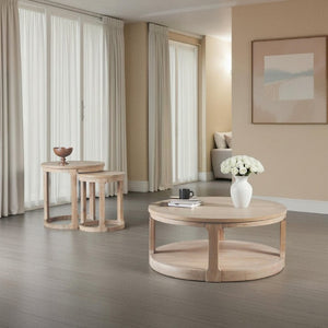 English Elm Transitional Pinewood End Table with Open Display Shelf for Stylish Living Room Decor Natural B2741P559903
