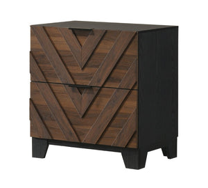 English Elm Rich Wood Tone Two Drawer Nightstand with Bold Chevron Front for Modern Bedrooms B2741P561016