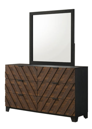 English Elm Rich Wood Six Drawer Dresser with Bold Chevron Front for Contemporary Bedroom Storage B2741P561044