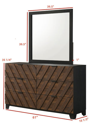English Elm Rich Wood Six Drawer Dresser with Bold Chevron Front for Contemporary Bedroom Storage B2741P561044