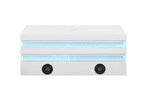 English Elm Contemporary White Glass Top Coffee Table with LED Lighting and Wireless Charging Hub B2741P562395
