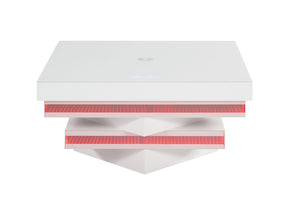 English Elm White Gloss Glass Top Coffee Table with Bluetooth Speaker Wireless Charging and LED Lights B2741P562413