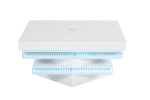 English Elm White Gloss Glass Top Coffee Table with Bluetooth Speaker Wireless Charging and LED Lights B2741P562413
