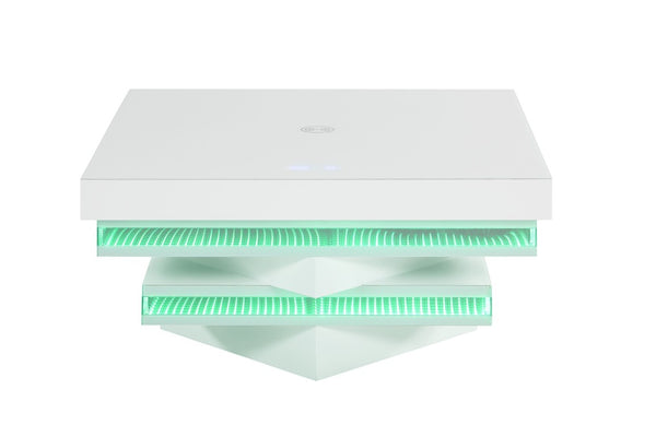 English Elm White Gloss Glass Top Coffee Table with Bluetooth Speaker Wireless Charging and LED Lights B2741P562413