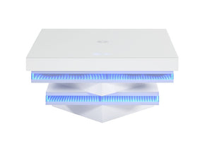 English Elm White Gloss Glass Top Coffee Table with Bluetooth Speaker Wireless Charging and LED Lights B2741P562413