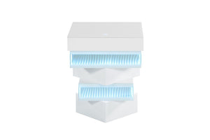 English Elm White Gloss End Table with Wireless Charging Bluetooth Speaker and LED Ambient Light B2741P562445