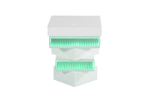 English Elm White Gloss End Table with Wireless Charging Bluetooth Speaker and LED Ambient Light B2741P562445