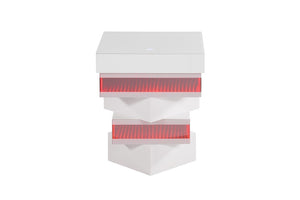English Elm White Gloss End Table with Wireless Charging Bluetooth Speaker and LED Ambient Light B2741P562445