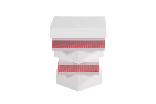 English Elm White Gloss End Table with Wireless Charging Bluetooth Speaker and LED Ambient Light B2741P562445