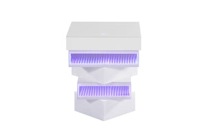 English Elm White Gloss End Table with Wireless Charging Bluetooth Speaker and LED Ambient Light B2741P562445