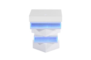 English Elm White Gloss End Table with Wireless Charging Bluetooth Speaker and LED Ambient Light B2741P562445