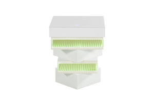 English Elm White Gloss End Table with Wireless Charging Bluetooth Speaker and LED Ambient Light B2741P562445