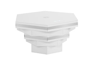 English Elm Contemporary Gloss White Coffee Table with LED Lighting and Wireless Charging Hub B2741P562446