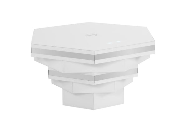 English Elm Contemporary Gloss White Coffee Table with LED Lighting and Wireless Charging Hub B2741P562446