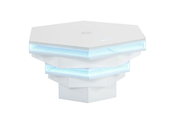 English Elm Contemporary Gloss White Coffee Table with LED Lighting and Wireless Charging Hub B2741P562446