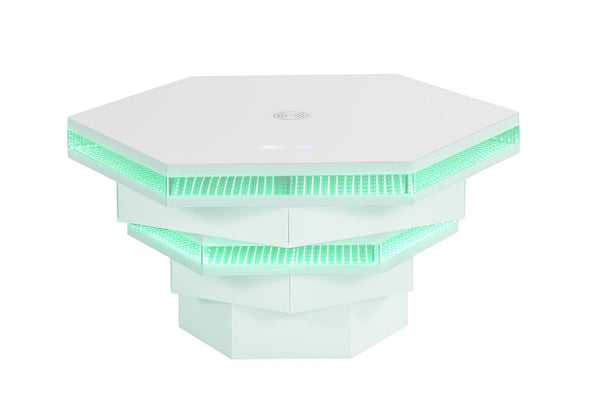 English Elm Contemporary Gloss White Coffee Table with LED Lighting and Wireless Charging Hub B2741P562446