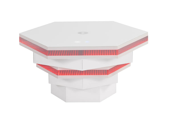 English Elm Contemporary Gloss White Coffee Table with LED Lighting and Wireless Charging Hub B2741P562446