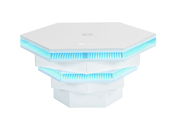 English Elm Contemporary Gloss White Coffee Table with LED Lighting and Wireless Charging Hub B2741P562446