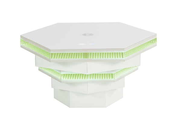 English Elm Contemporary Gloss White Coffee Table with LED Lighting and Wireless Charging Hub B2741P562446