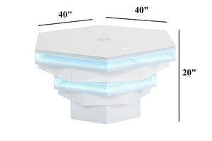 English Elm Contemporary Gloss White Coffee Table with LED Lighting and Wireless Charging Hub B2741P562446