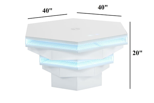 English Elm Contemporary Gloss White Coffee Table with LED Lighting and Wireless Charging Hub B2741P562446