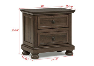 English Elm Contemporary Walnut Two Drawer Nightstand Warm Wood Grain Finish for Modern Bedrooms Brown B2741P562460
