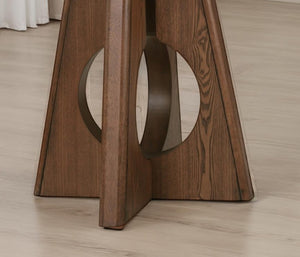 English Elm 1Pc Genuine Marble Top End Table with Sculptural Oak Pedestal Base for Modern Living Rooms B2741P562494