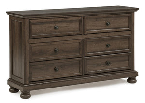 English Elm Contemporary Six Drawer Walnut Dresser with Smooth Glides for Modern Bedroom Storage Brown/Walnut B2741P562496
