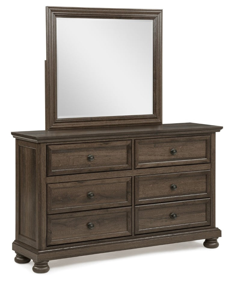 English Elm Contemporary Six Drawer Walnut Dresser with Smooth Glides for Modern Bedroom Storage Brown/Walnut B2741P562496