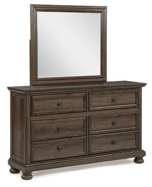 English Elm Contemporary Six Drawer Walnut Dresser with Smooth Glides for Modern Bedroom Storage Brown/Walnut B2741P562496