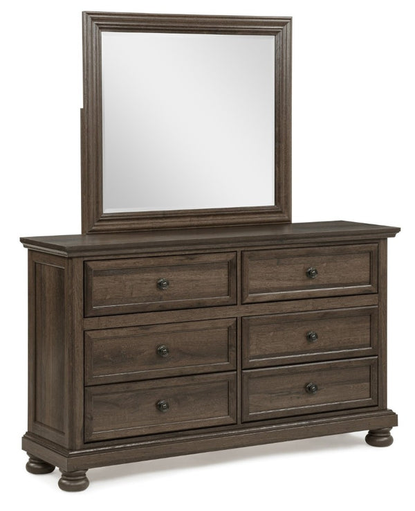 English Elm Contemporary Six Drawer Walnut Dresser with Smooth Glides for Modern Bedroom Storage Brown/Walnut B2741P562496
