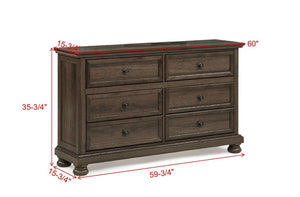 English Elm Contemporary Six Drawer Walnut Dresser with Smooth Glides for Modern Bedroom Storage Brown/Walnut B2741P562496
