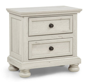 English Elm Contemporary Walnut Two Drawer Nightstand Warm Wood Grain Finish for Modern Bedrooms Antique White B2741P562507