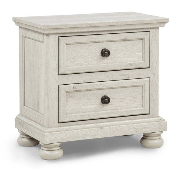 English Elm Contemporary Walnut Two Drawer Nightstand Warm Wood Grain Finish for Modern Bedrooms Antique White B2741P562507