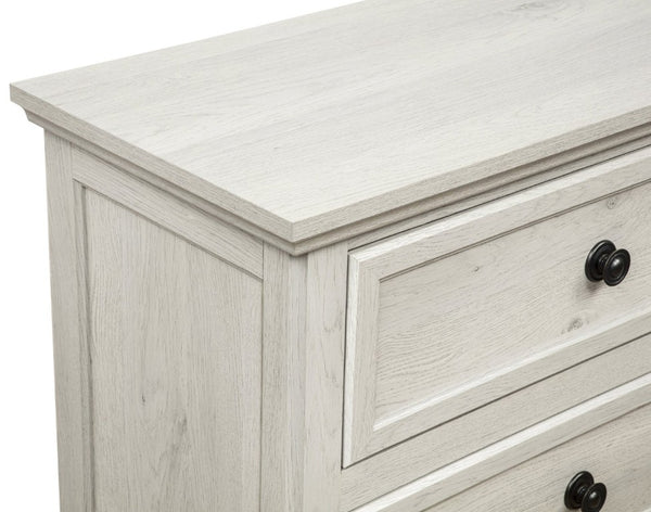 English Elm Contemporary Walnut Two Drawer Nightstand Warm Wood Grain Finish for Modern Bedrooms Antique White B2741P562507
