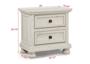 English Elm Contemporary Walnut Two Drawer Nightstand Warm Wood Grain Finish for Modern Bedrooms Antique White B2741P562507