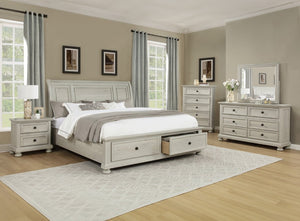 English Elm Contemporary Walnut Two Drawer Nightstand Warm Wood Grain Finish for Modern Bedrooms Antique White B2741P562507