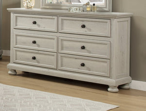 English Elm Contemporary Six Drawer Walnut Dresser with Smooth Glides for Modern Bedroom Storage Ancient White B2741P562566