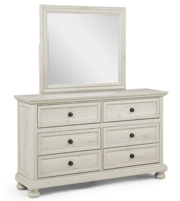 English Elm Contemporary Six Drawer Walnut Dresser with Smooth Glides for Modern Bedroom Storage Ancient White B2741P562566