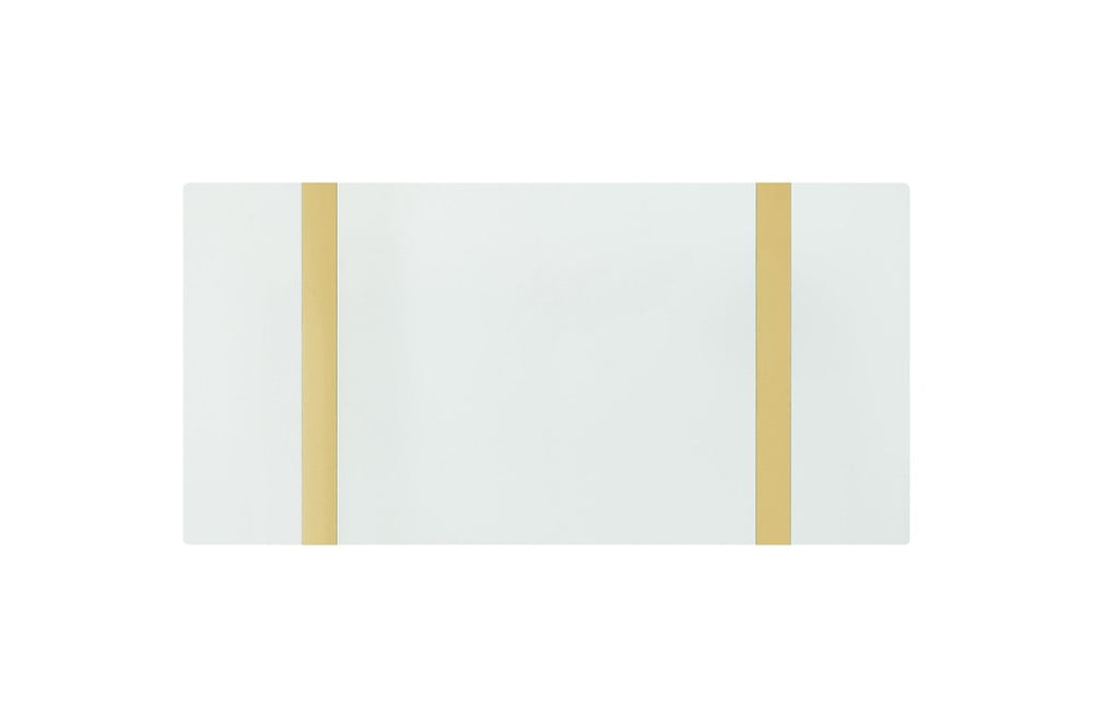 English Elm Contemporary Gold Trestle Base Rectangular Coffee Table White Top for Glam Living Rooms Gold/White B2741P564672