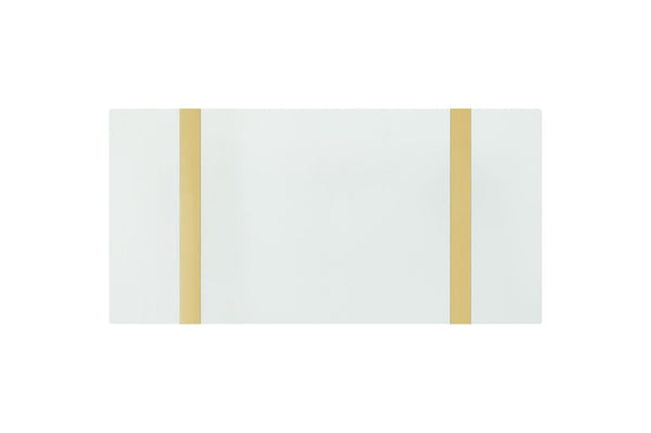 English Elm Contemporary Gold Trestle Base Rectangular Coffee Table White Top for Glam Living Rooms Gold/White B2741P564672