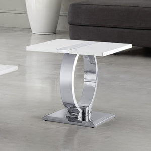 English Elm Gold Sculptural O-Base End Table with Polished Metal Frame for Upscale Living Rooms Silver, White B2741P564705