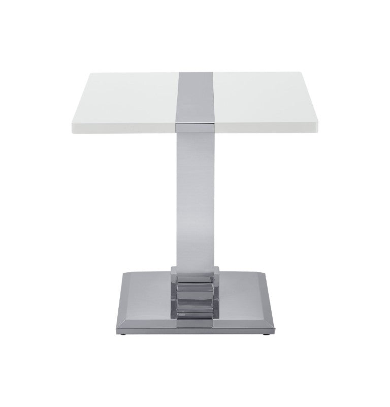 English Elm Gold Sculptural O-Base End Table with Polished Metal Frame for Upscale Living Rooms Silver, White B2741P564705